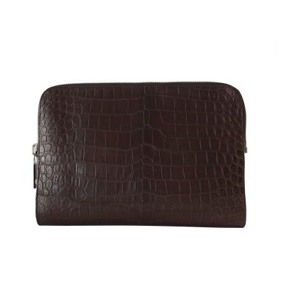 porte documents alligator marron