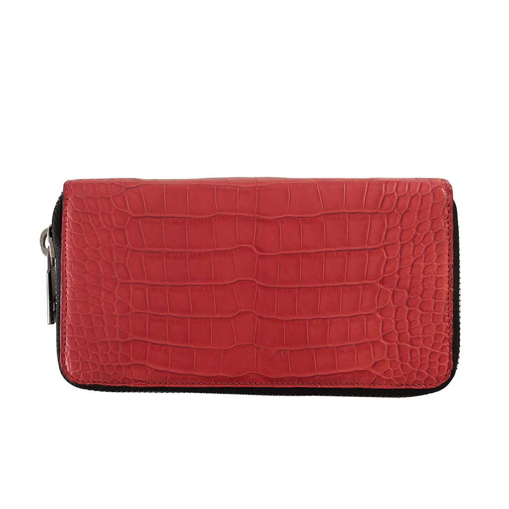 #1001---zippy-wallet-alligator-rouge-2 portefeuille long zippé alligator rouge