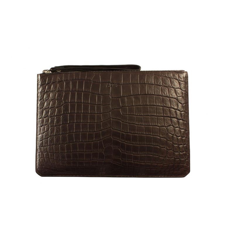 pochette alligator marron