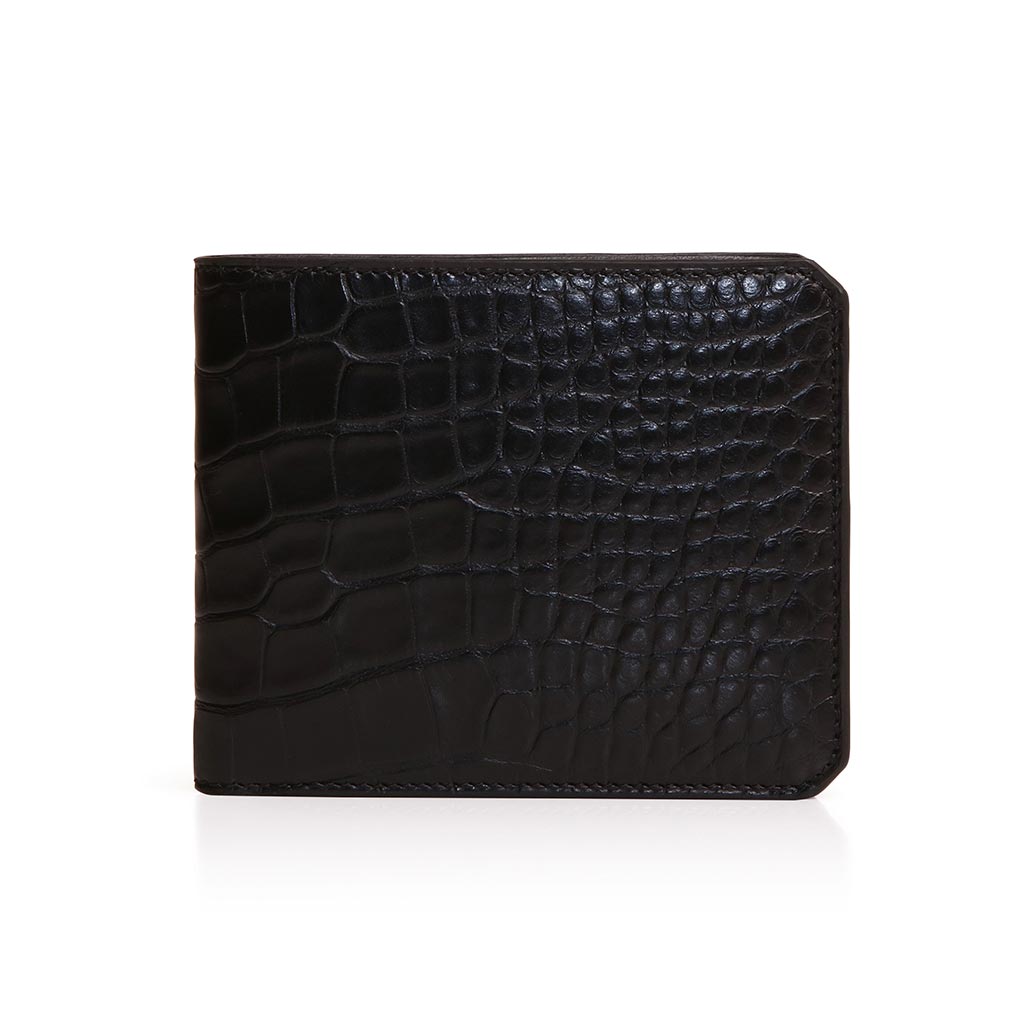 #1025-Wallet-4cc-monnaie-alligator-noir Portefeuille 4cc et monnaie alligator noir
