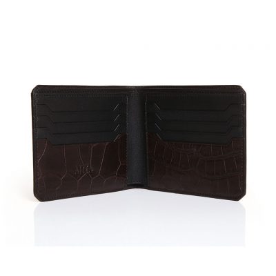 portefeuille 8cc alligator marron