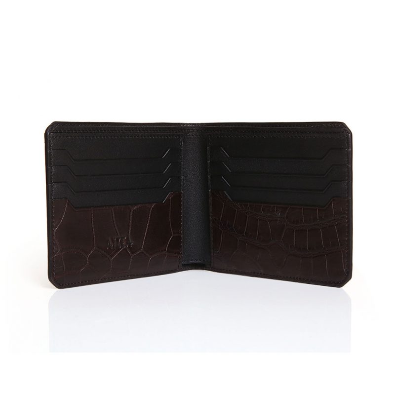 portefeuille 8cc alligator marron