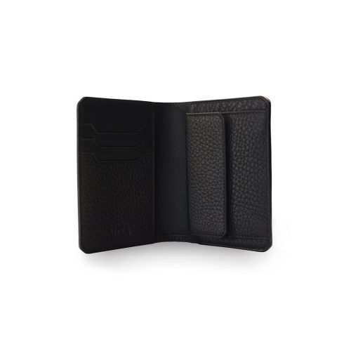 Portefeuille compact TIKIA avec porte-monnaie en Taurillon Noir