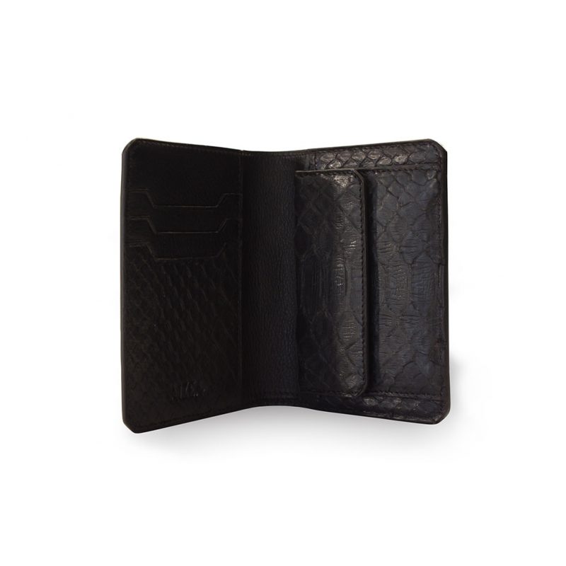 portefeuille compact python noir