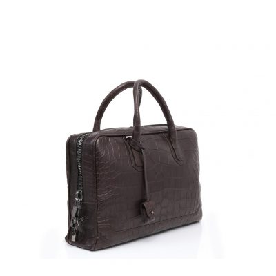 Slim briefcase alligator marron