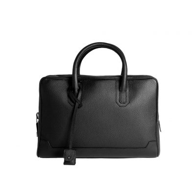 Slim briefcase taurillon noir