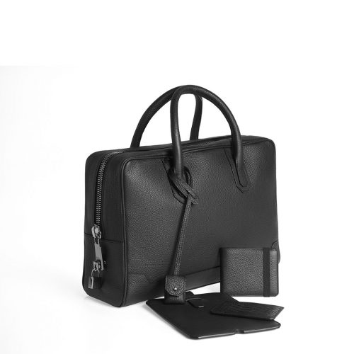 Slim Briefcase 8 cm en Taurillon Noir