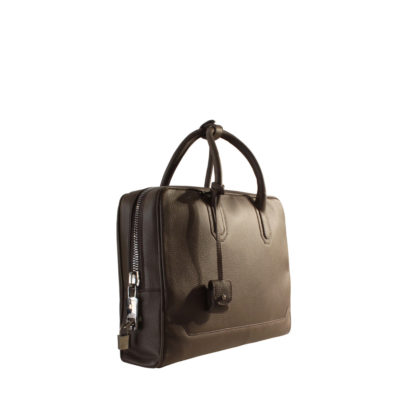 slim briefcase taurillon marron