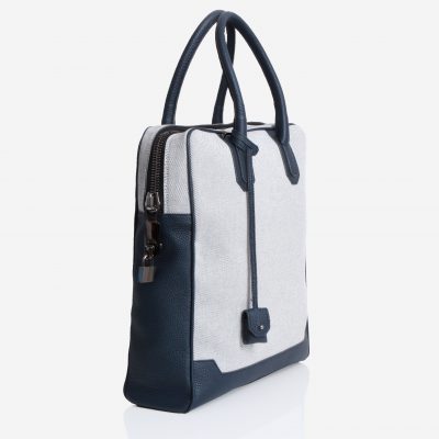 Sac Tote - Canvas & Taurillon Bleu Marine