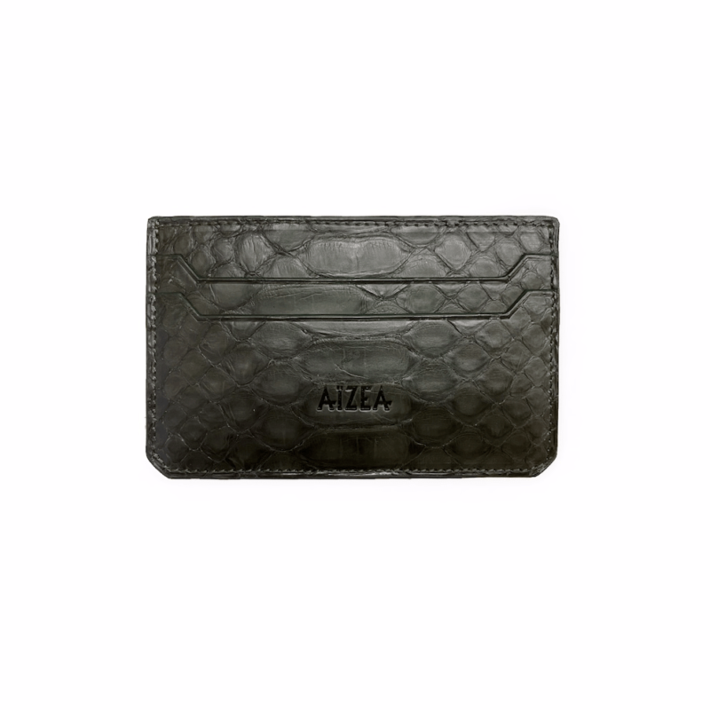 Slim Python Leather Wallet, Matte Black