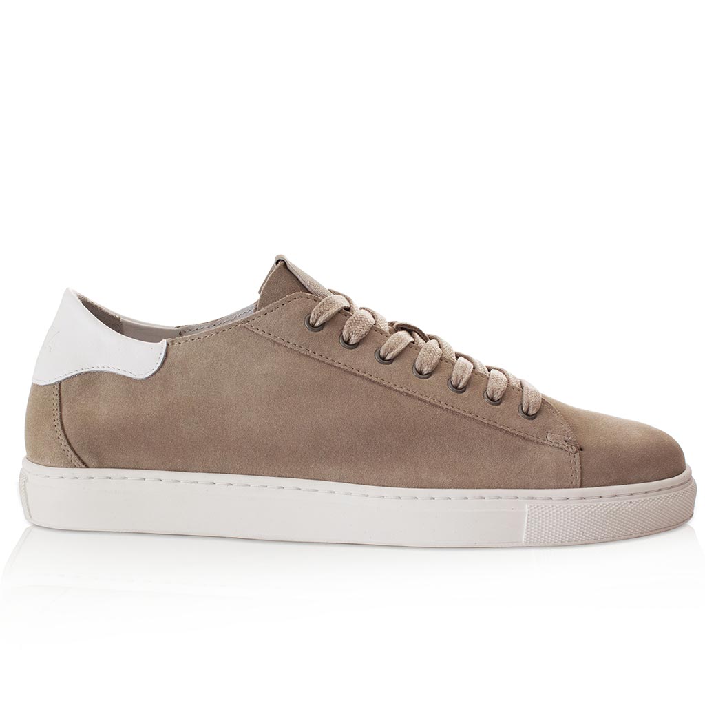 Sneakers-jon-veau-velours-beige sneakers semi-doublées veau velours beige