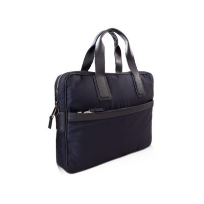 simple briefcase nylon et taurillon marine