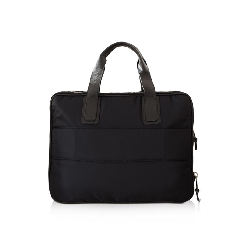 double briefcase nylon et taurillon noir