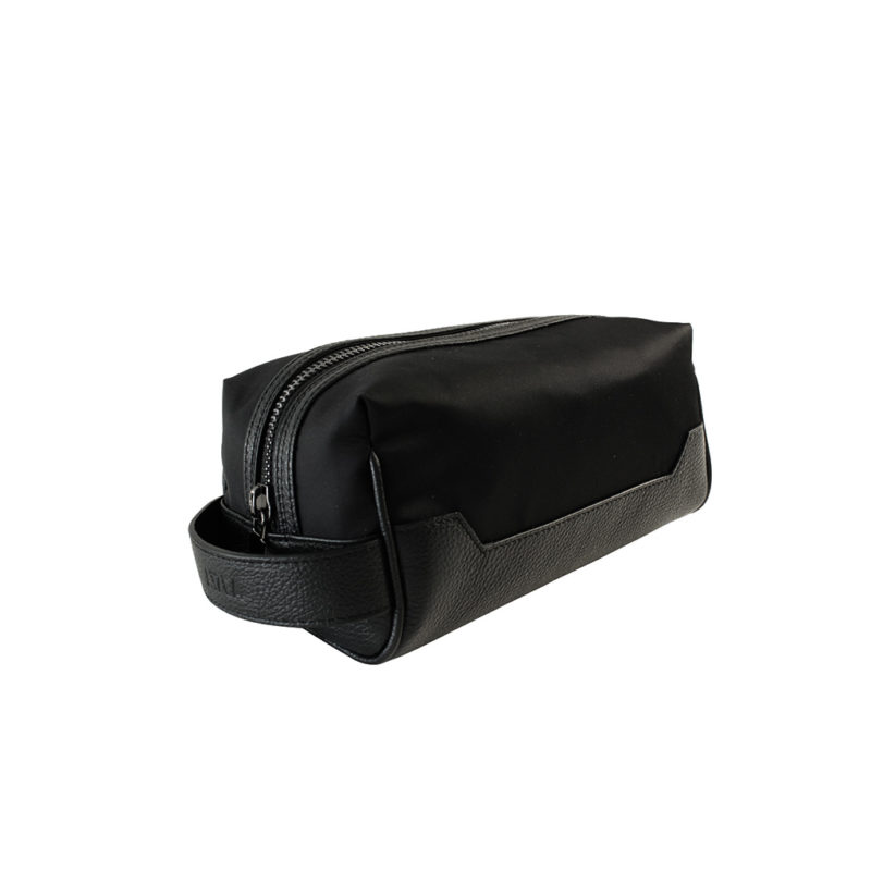 trousse de toilette nylon et taurillon noir