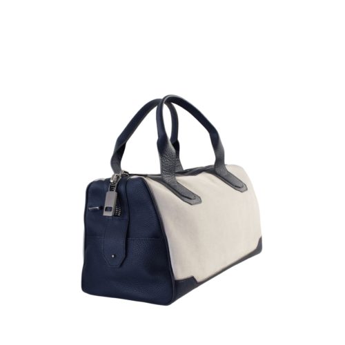 Sac de Voyage 45cm – Veau Velours & Taurillon Bleu Marine