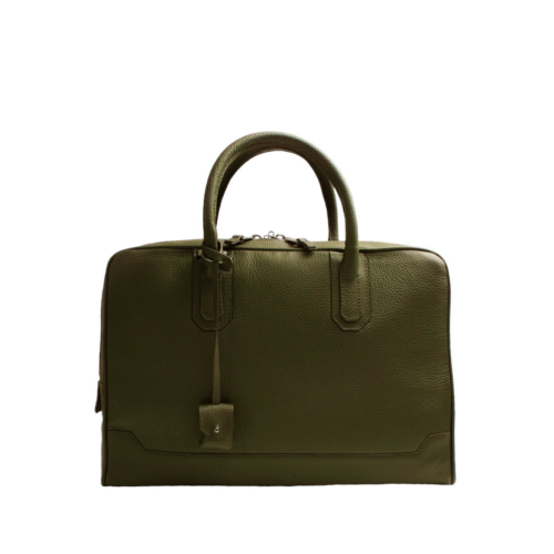 Slim Briefcase 8cm double zip in Taurillon